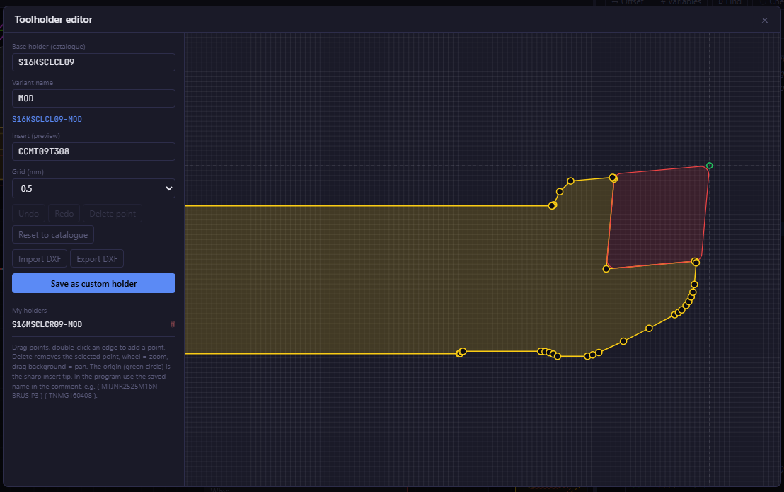 Holder editor: original catalog bar outline