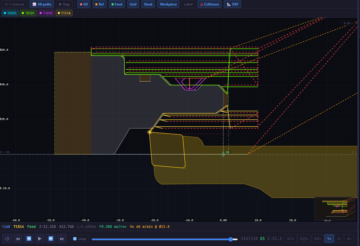 Simulation with modified bar, no collision
