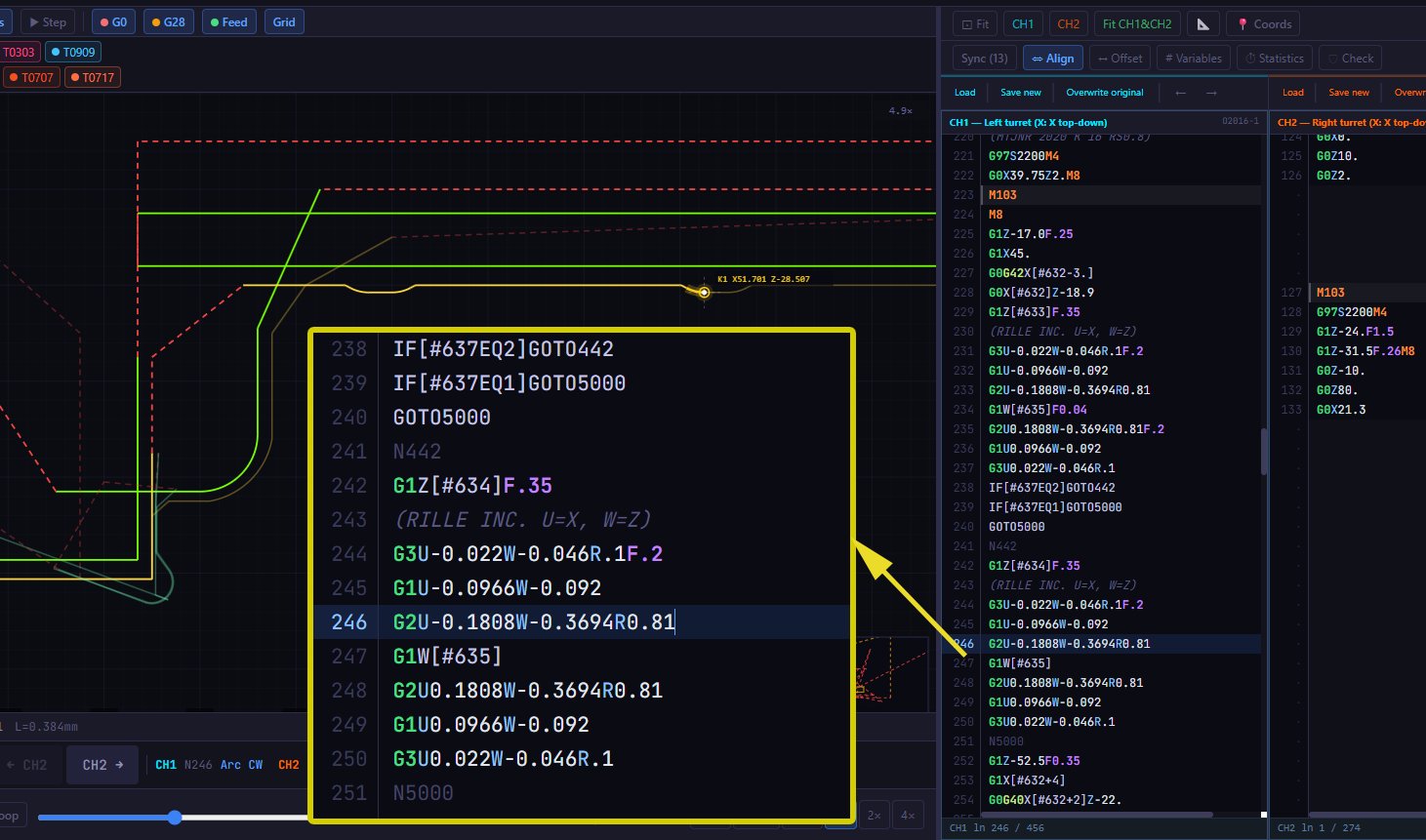Fanuc Macro B program in MultiPath CNC Editor